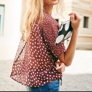EUC Madewell Cheetah Dot 100% Silk Dolman Sleeve Top Size Medium